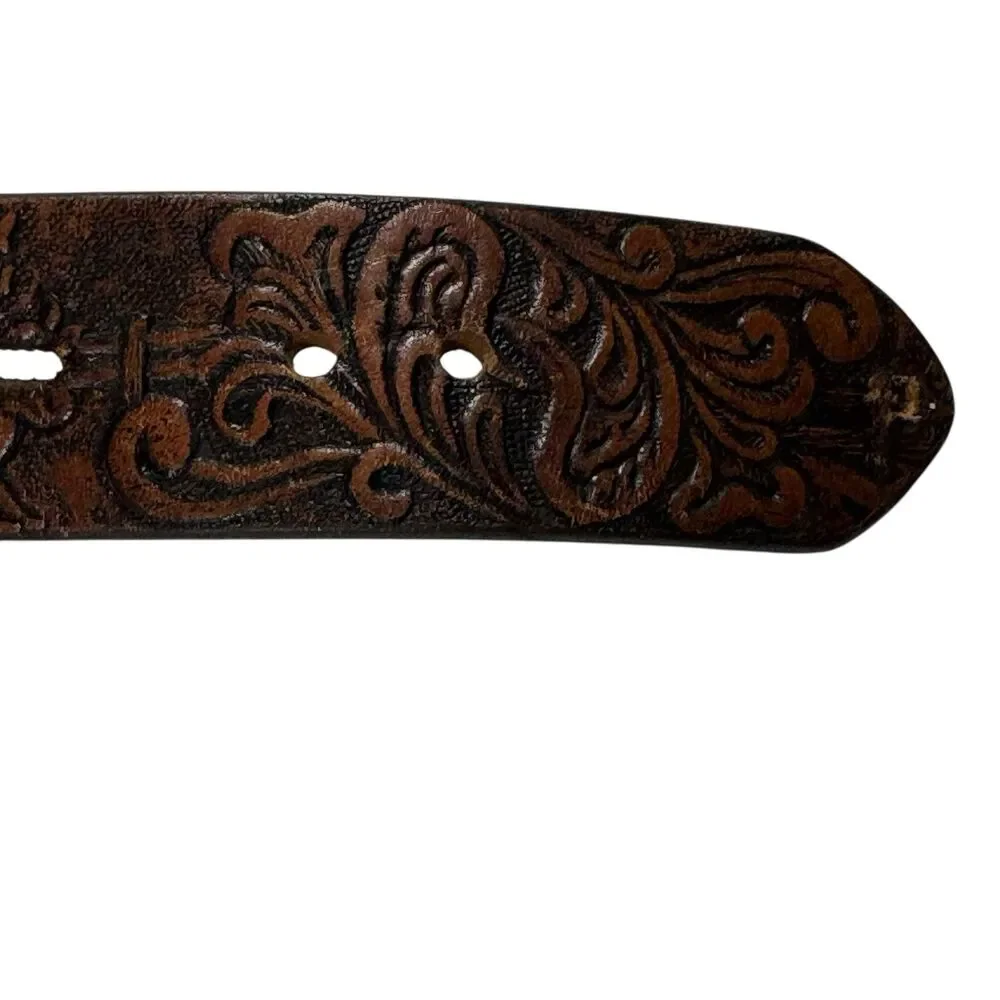 3D Leather Tooled Bucking Bronco Bull Roping Cowboy Western Belt